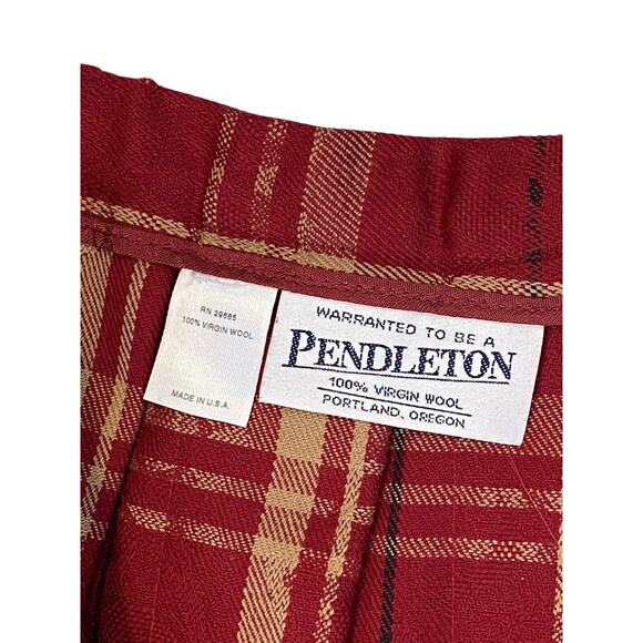 Vintage Pendleton Red Plaid Vtg Virgin Wool A Line Skirt See Measurements Szcon - Picture 7 of 7